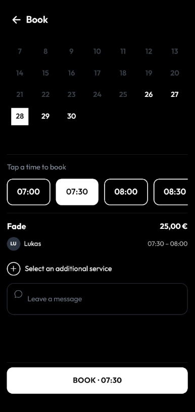 Barber mobile booking app