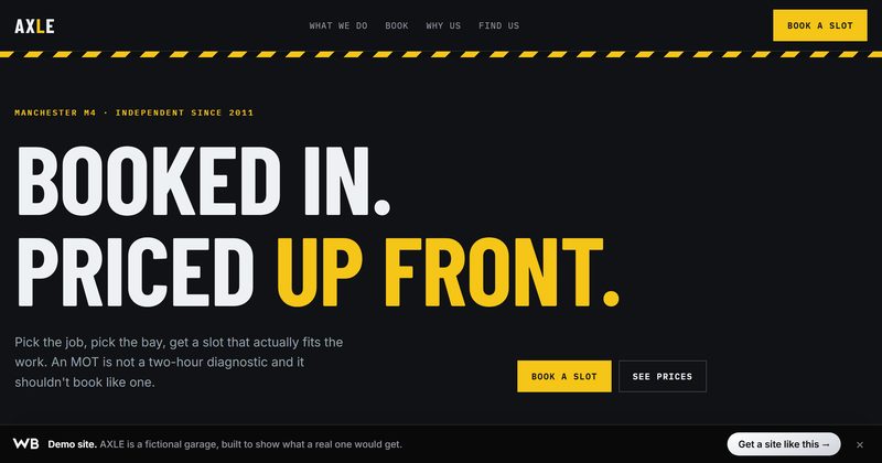 AXLE demo: Auto servis · Web stranica
